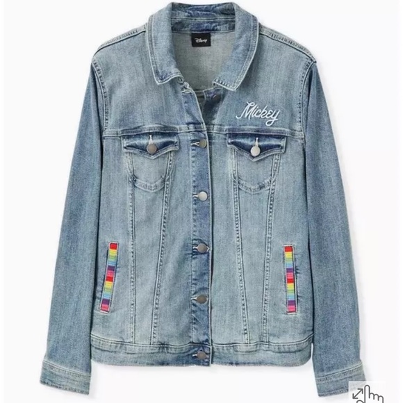 Torrid Disney Rainbow Mickey Mouse Jean Jacket Size 1 (14/16) - Picture 2 of 9